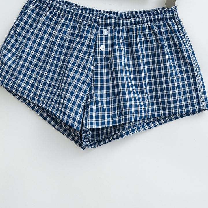 Dame bomulds shorts med elegant ternet mønster og komfortabelt gummibånd Stilla