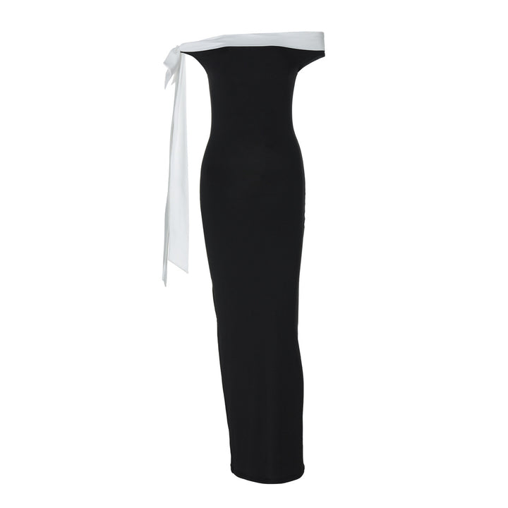 Dame Elegant maxikjole med skulderfri design og forfinede flæsedetaljer Stilla