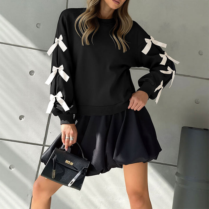 Kvinders oversized sweater med legende sløjfedetaljer Stilla
