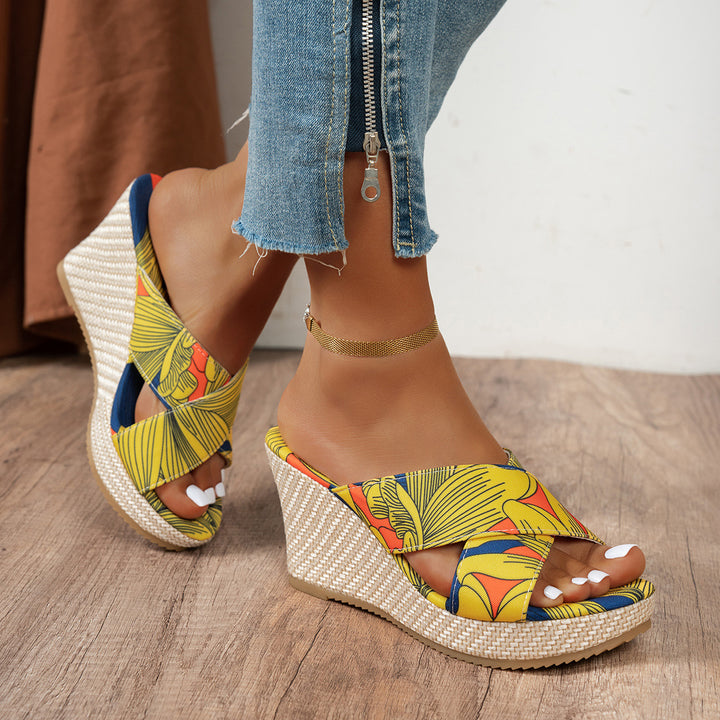 Dame Wedge-sandaler med blomsterdesign og skridsikker sål Stilla