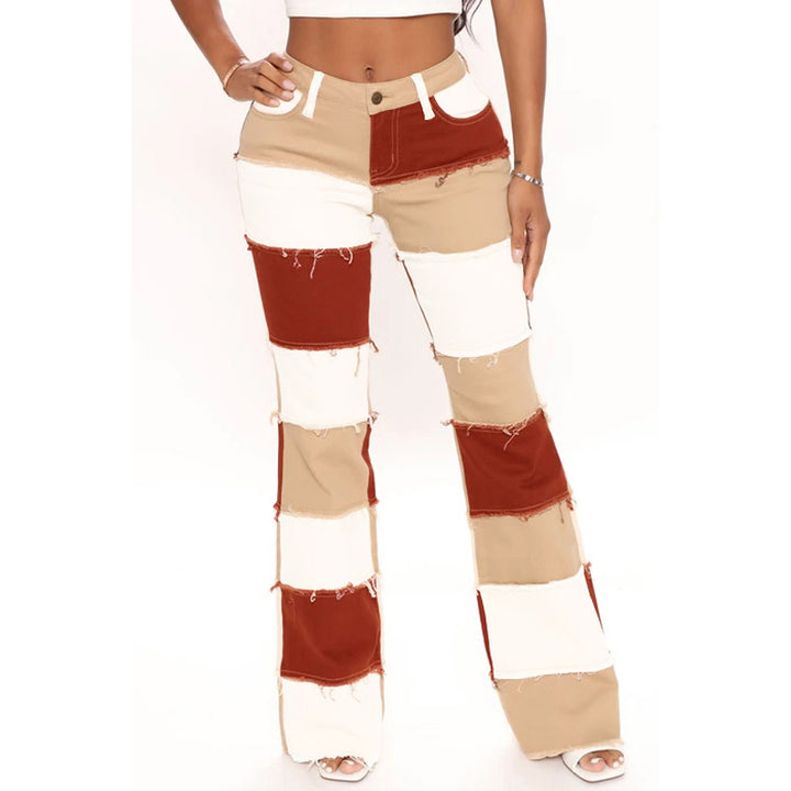 Dame Patchwork Flared Jeans med moderne Ripped-detaljer og høj talje Stilla