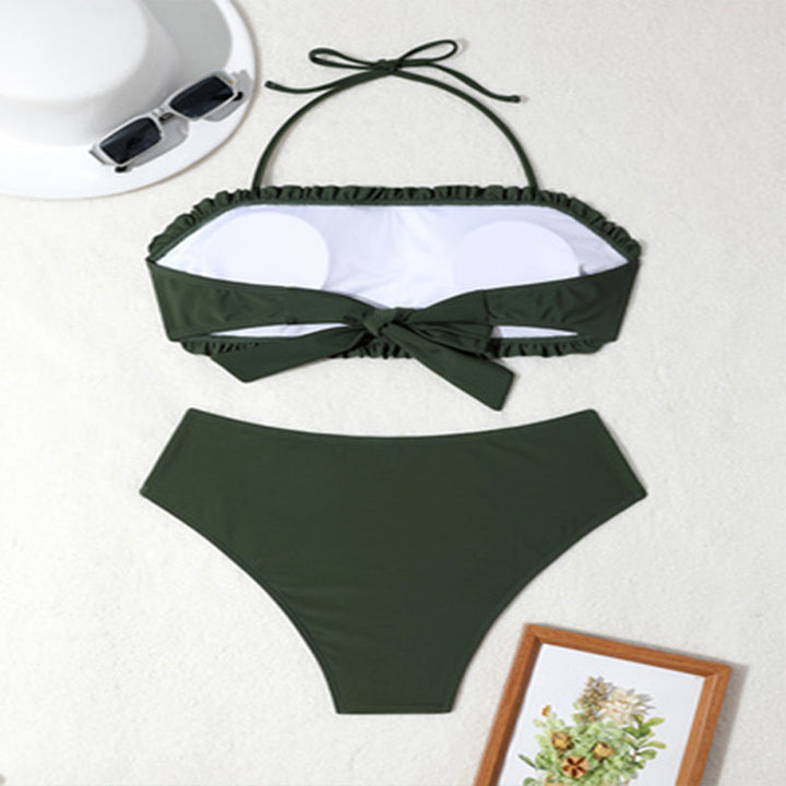 Dame Bandeau-bikini med ruffle-detalje og høj halsudskæring Stilla