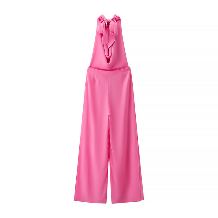 Dame elegant jumpsuit med asymmetrisk rygudskæring og bredt ben Stilla