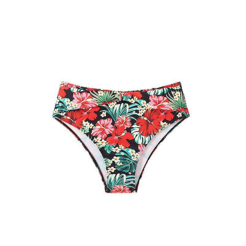 Dame Højtaljet Bikini-Sæt med blomsteraccenter Skovae