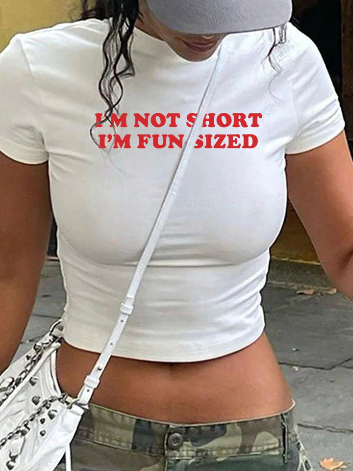 Dame Crop-T-Shirt med kunstnerisk læbemotiv og kreativt tryk Skovae