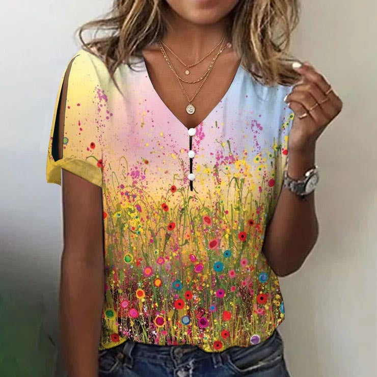 Dame Glitrende V-Pullover Bluse Skovae