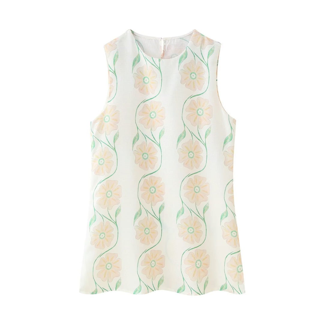 Femme Floral Broderet Ærmeløs Top Stilla