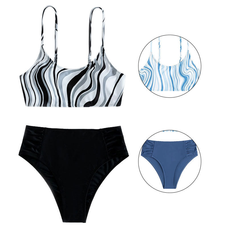 Damer stribet højt skåret bikini-sæt Stilla