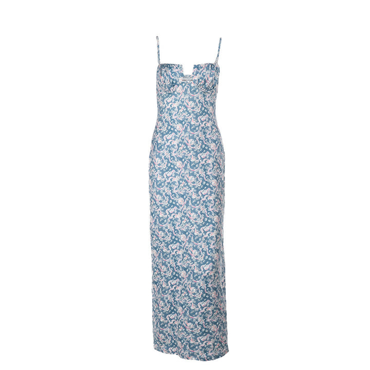 Dame Floral Print Bodycon Midi Kjole Stilla