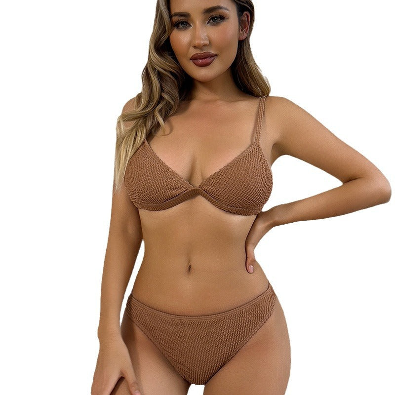 Dame triangel-bikini med struktureret overflade og raffinerede detaljer Stilla