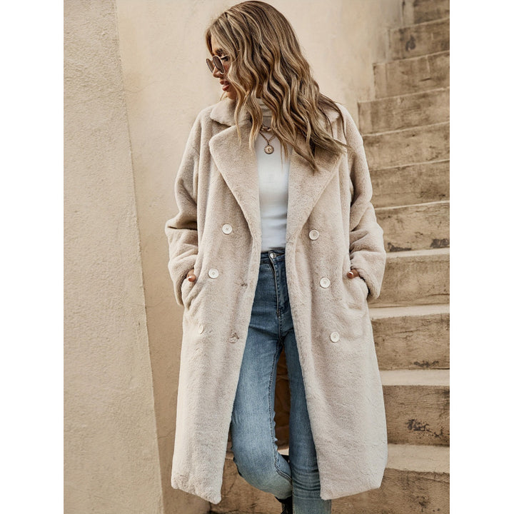 Femme Plush Dobbeltbryst Overfrakke Stilla