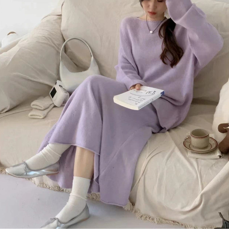 Kvinders Off-Shoulder Strikkjole i Casual Stil med Flydende Snit Stilla
