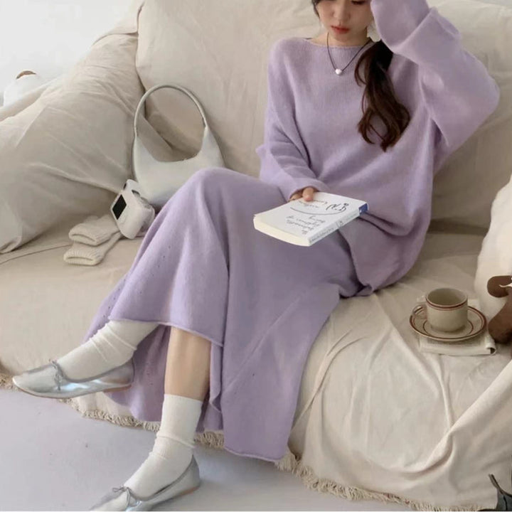 Kvinders Off-Shoulder Strikkjole i Casual Stil med Flydende Snit Stilla
