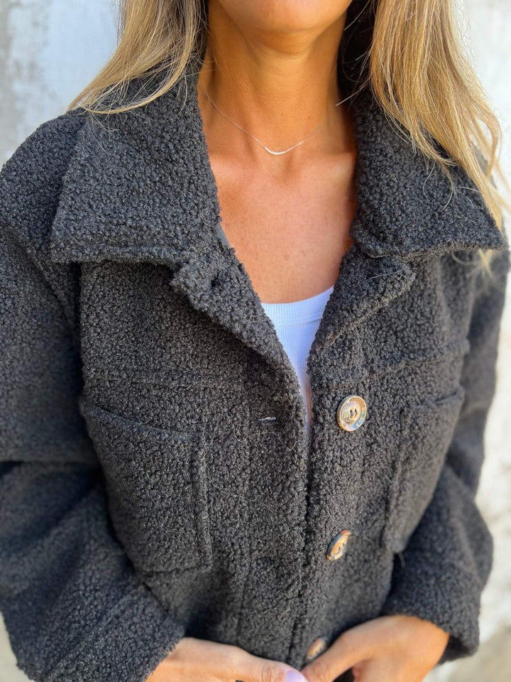 Femme Cozy Fleece Knaplukning Jakke Stilla