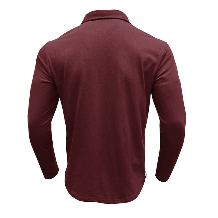 Herre moderigtig langærmet polo shirt med moderne knapdetaljer og brystlomme Stilla