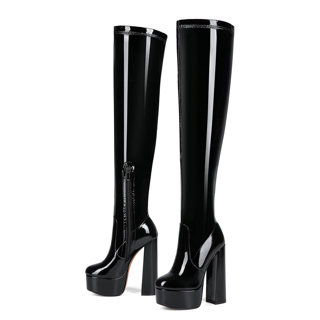 Femme Over-the-Knee Glinsende Platform Stiletto Støvler Stilla