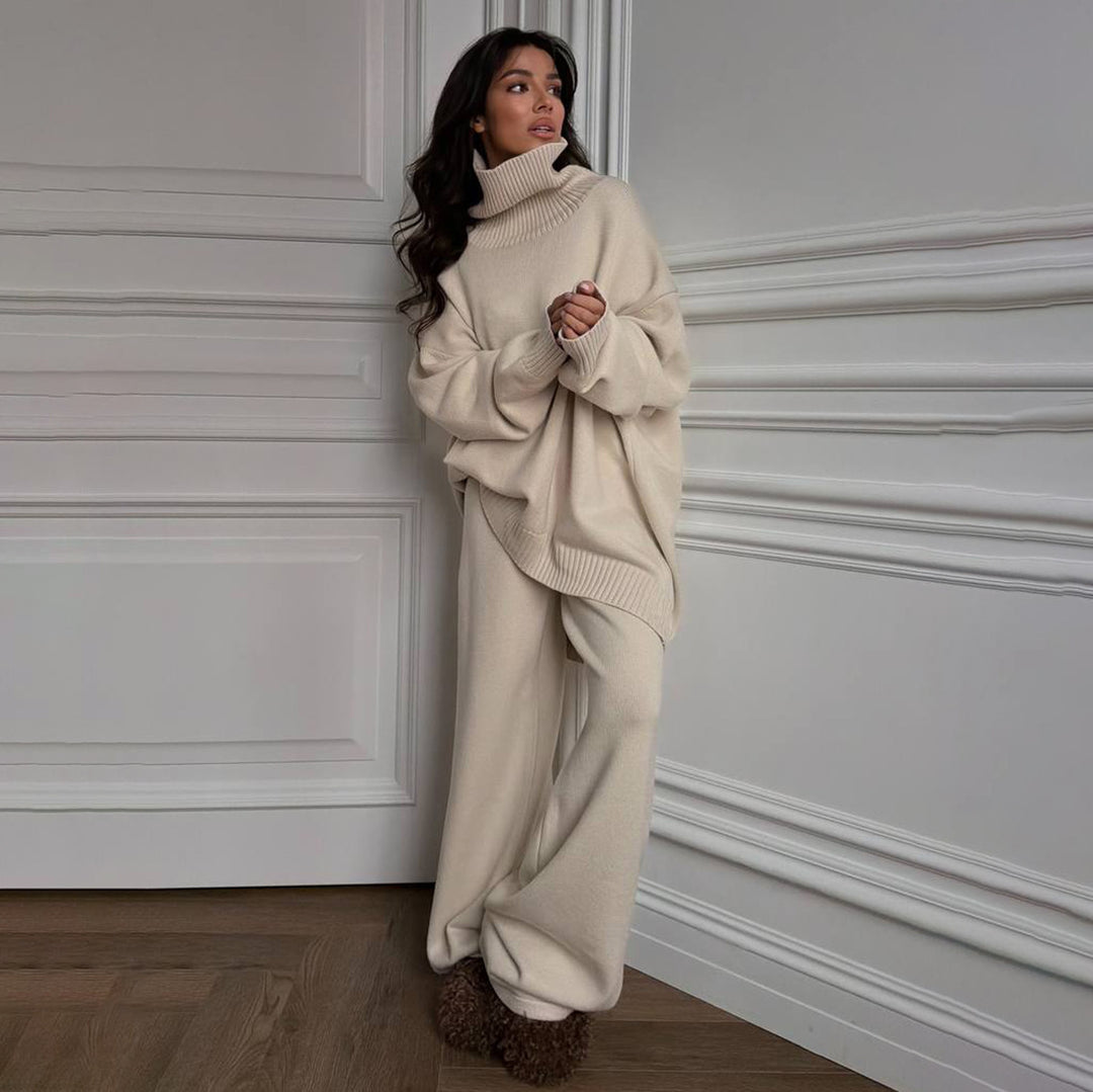Kvinders Oversized Strik Sweater med Høj Krave Stilla