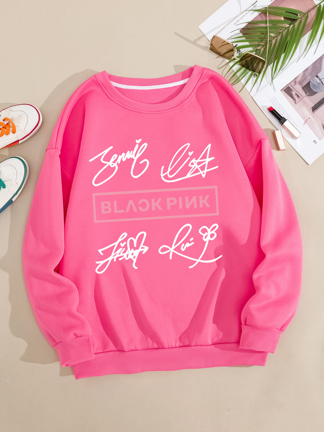 Kvinders casual sweatshirt med kreativ signaturmotiv Skovae