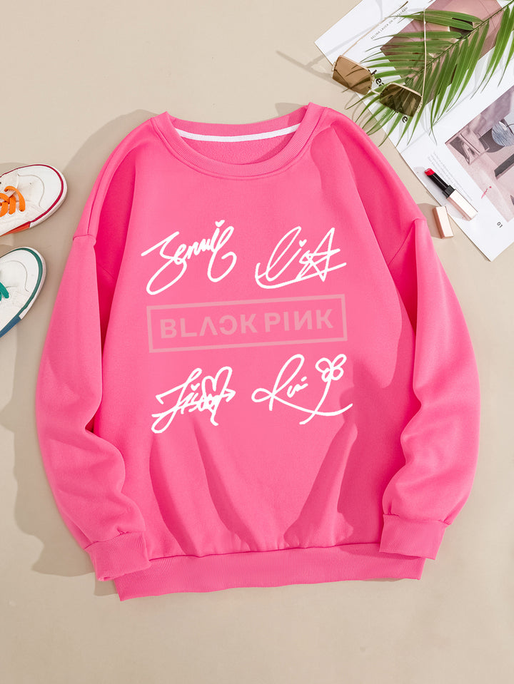 Kvinders casual sweatshirt med kreativ signaturmotiv Skovae