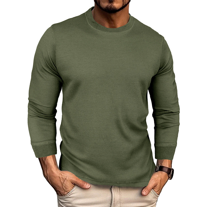 Herrer Langærmet T-shirt med struktureret design og behagelig rundhalset udfoldning Stilla