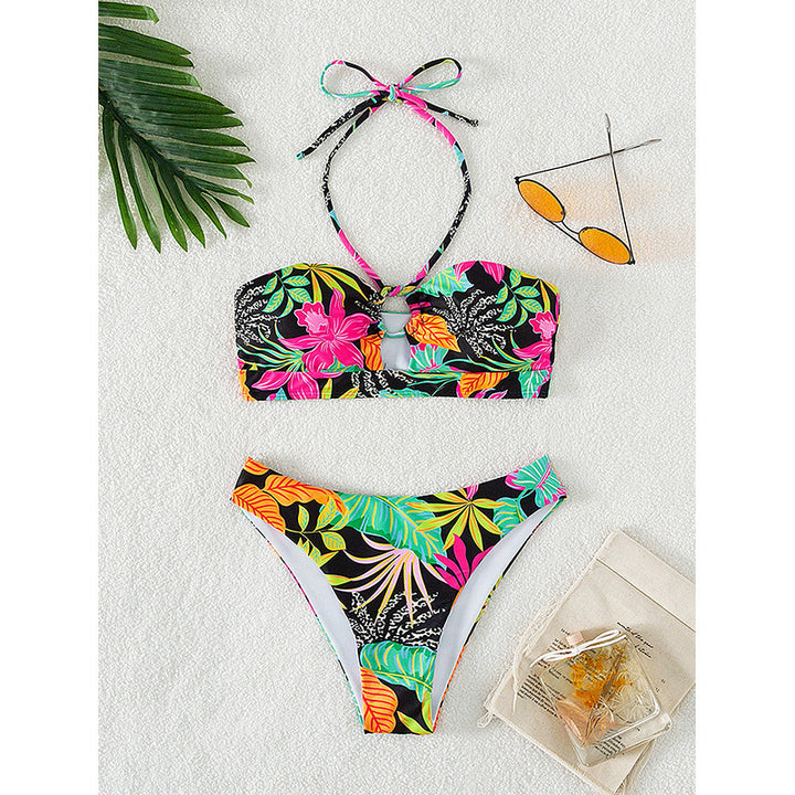 Dame Farverig mønstret bandeau-bikini Skovae