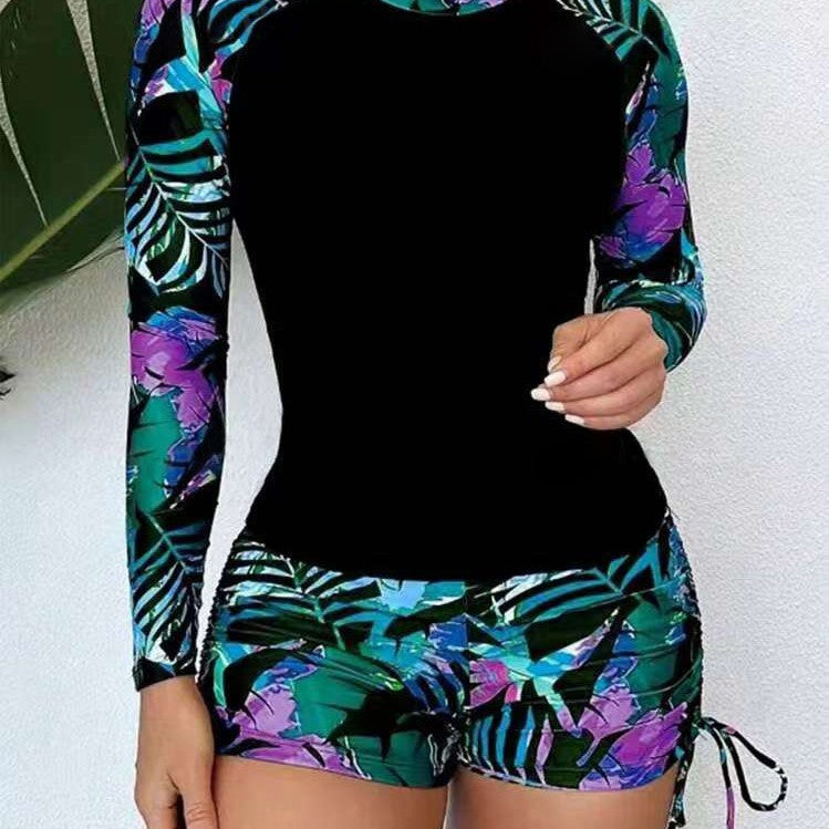 Dame Langærmet Rash Guard med stilfulde Cut-Out Shorts Stilla