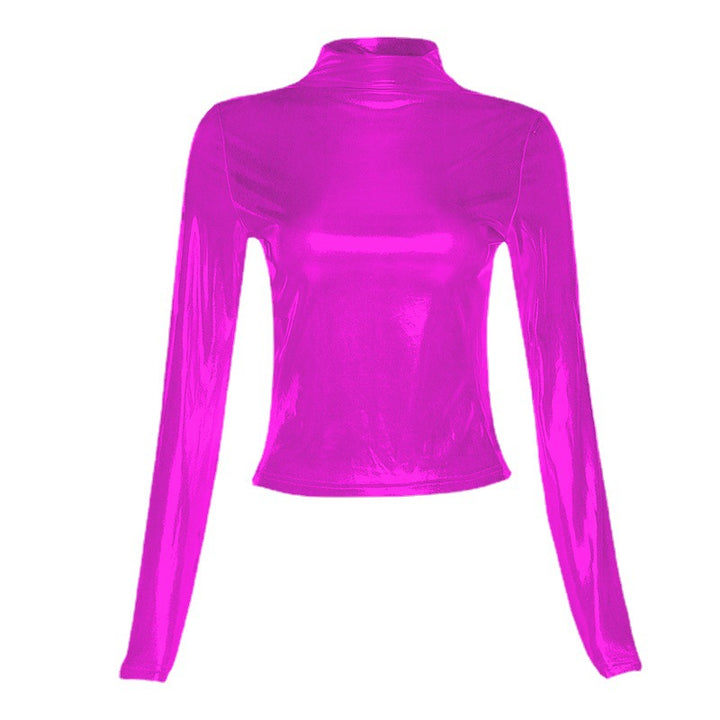 Dame Glinsende Mock Neck Langærmet Top Stilla