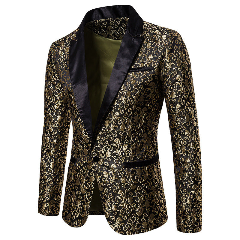 Herrer Elegant Blomstermønster Satin Blazer Stilla