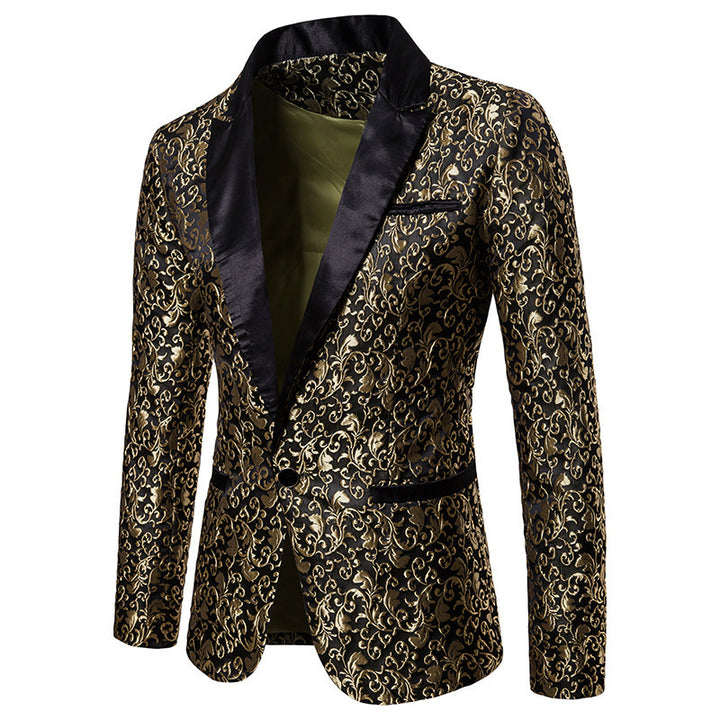 Herrer Elegant Blomstermønster Satin Blazer Stilla