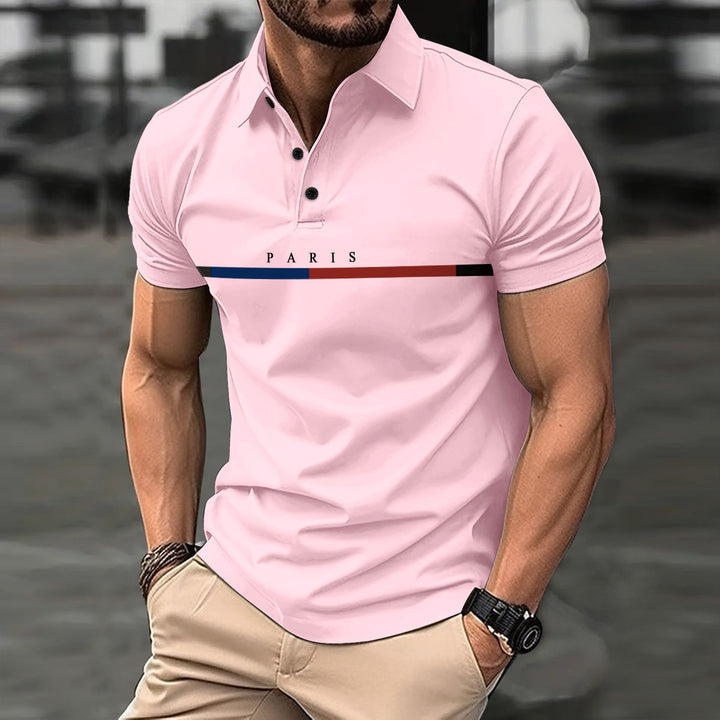 Herren polo-shirt med moderne grafisk element Stilla