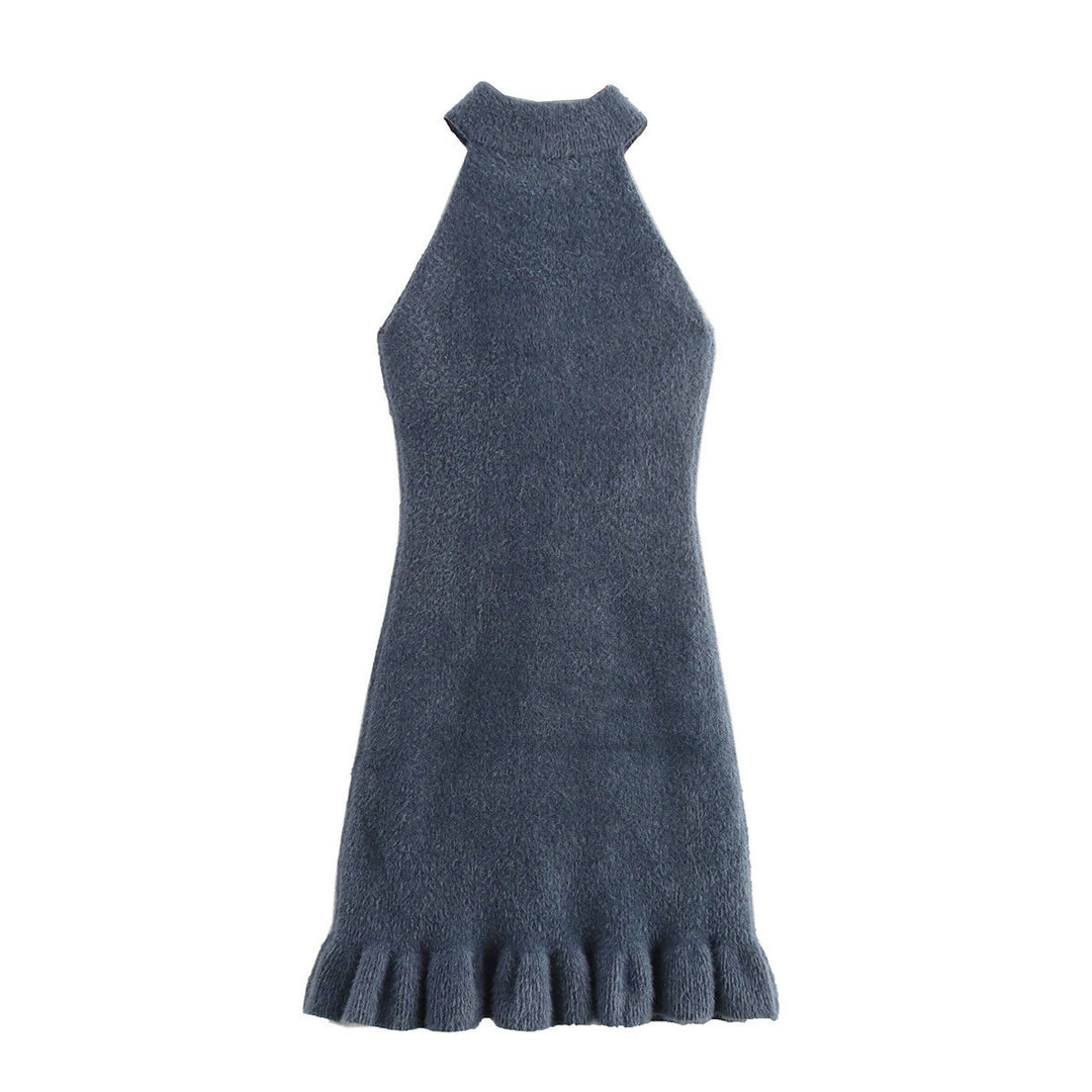 Femme Elegante Halterneck Mini Kjole med dekorative udsmykninger Stilla