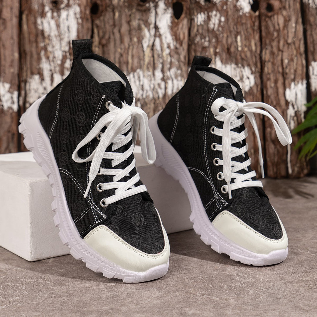 Dame High-Top Sneakers med moderigtigt logomønster og skridsikker sål Stilla