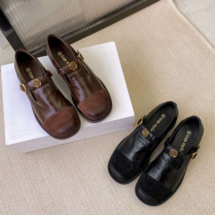 Kvinder Elegante Læder Mary Jane Clogs med Dekorativ Spænde Stilla