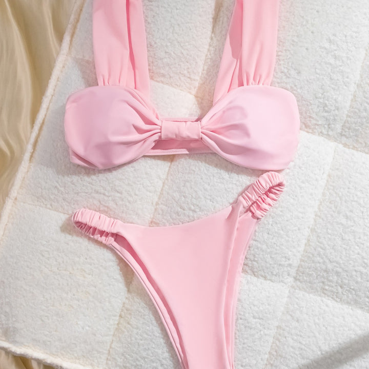 Dame bikini-sæt med romantisk sløjfe-design og justerbare stropper Stilla