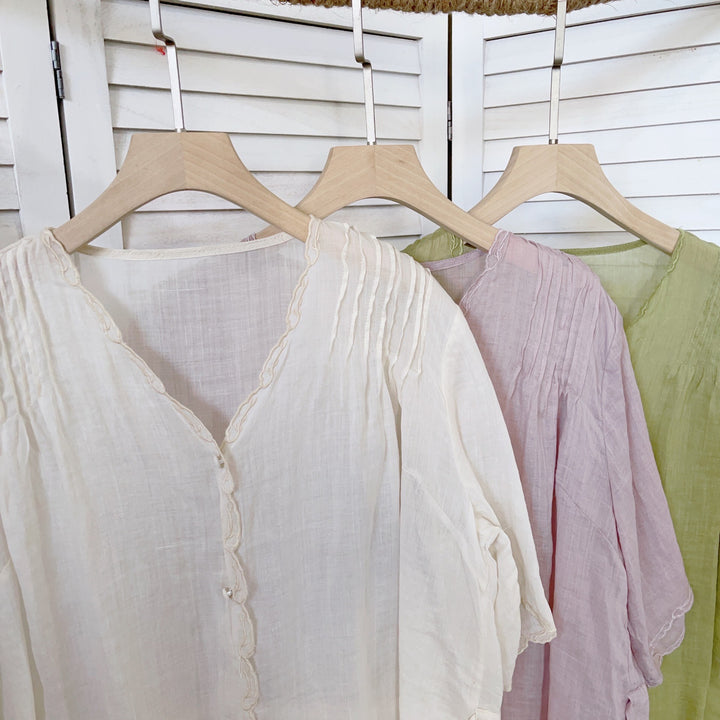 Femme Breezy Button-Up Linned skjorte Stilla