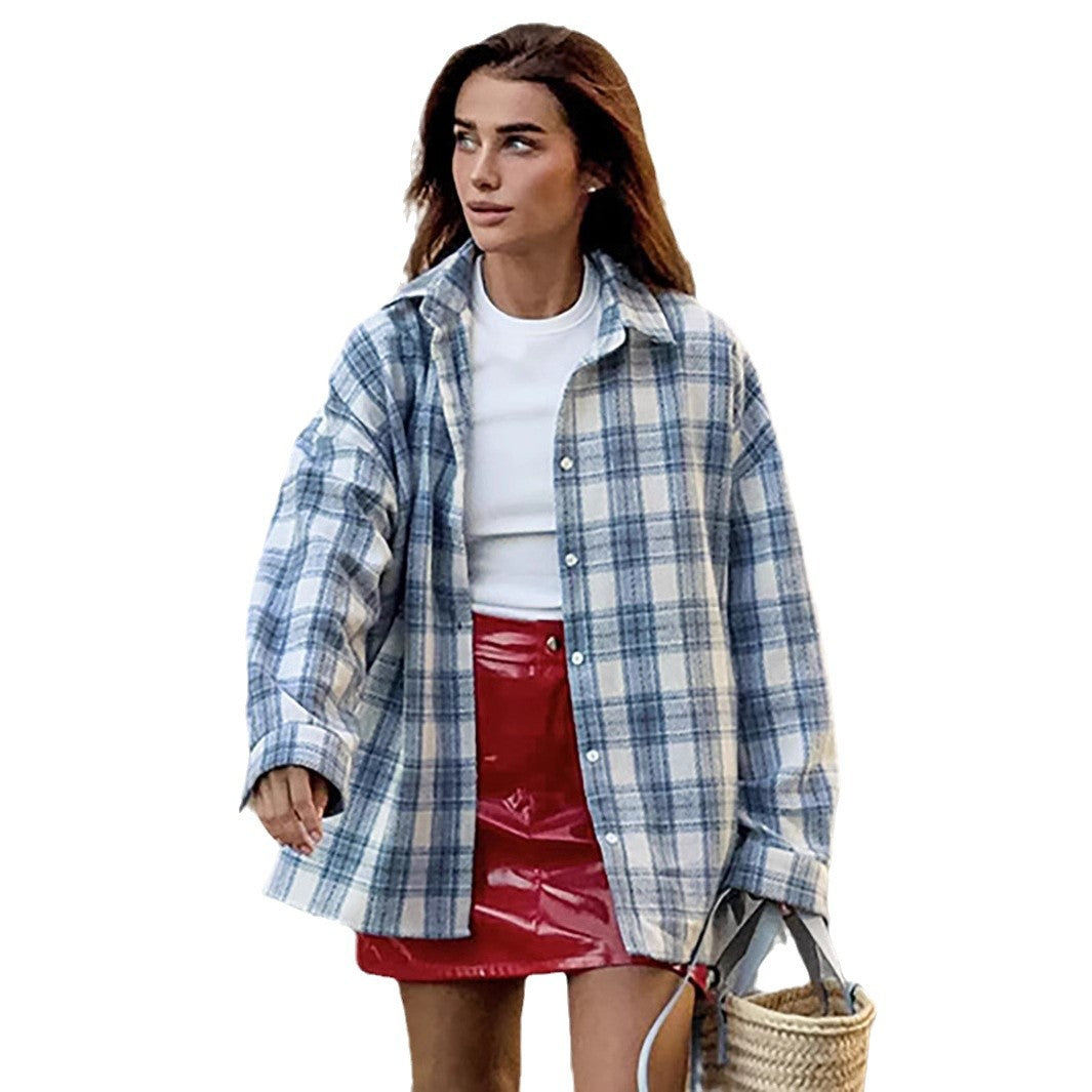 Femme Cozy Plus Size Flannel Skjorte Stilla