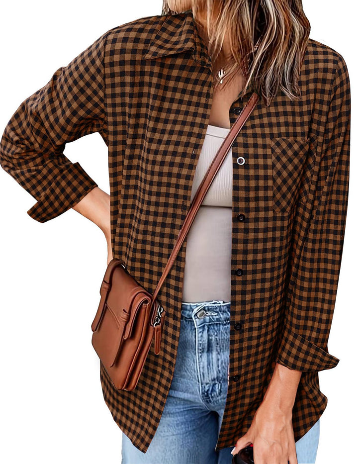 Femme Button-Up Gingham Check Shirt Stilla