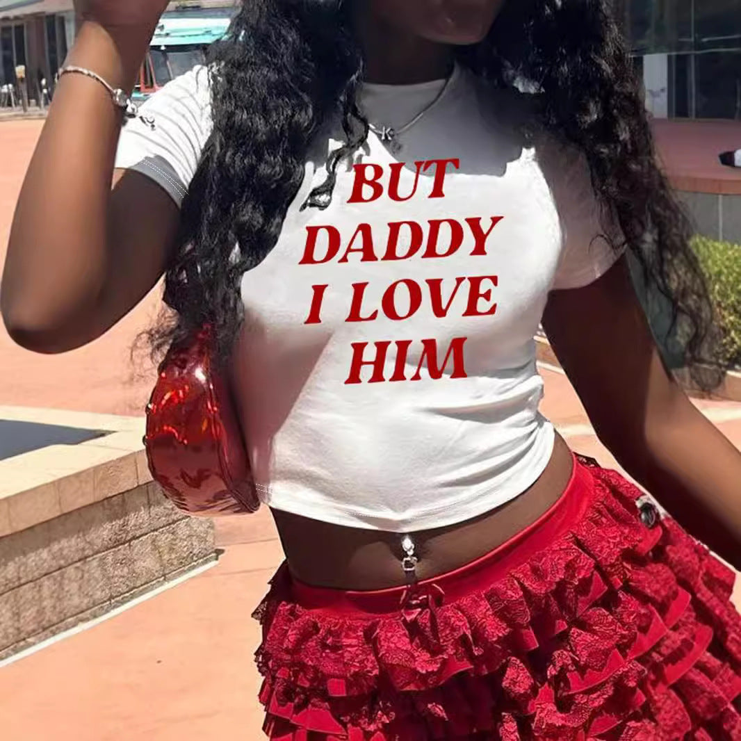Dame Crop-Top med iøjnefaldende tekst Skovae