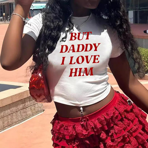 Dame Crop-Top med iøjnefaldende tekst Skovae