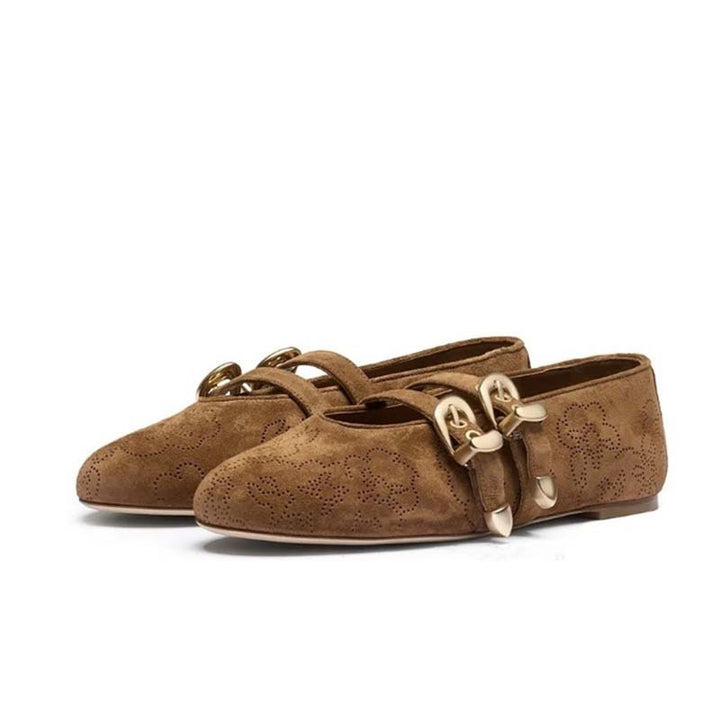Femme Elegante Floral-Dekorerede Slip-On Flats Stilla