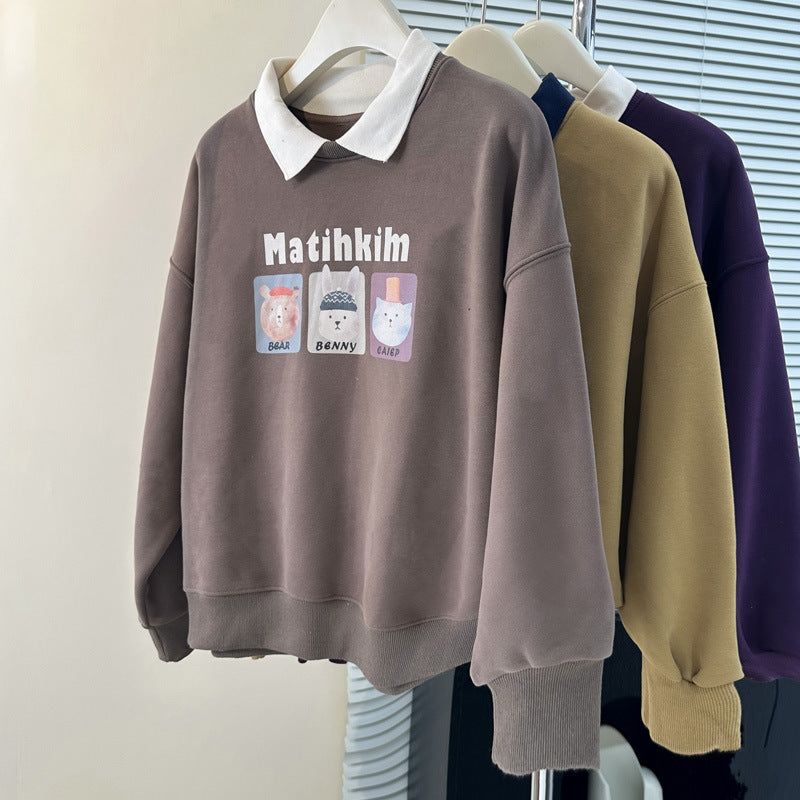 Femme Cozy Graphic Sweatshirt med kontrastkrave Stilla