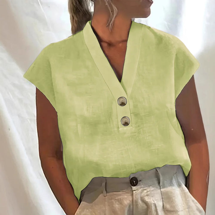 Dame Glitrende V-Pullover Bluse Skovae