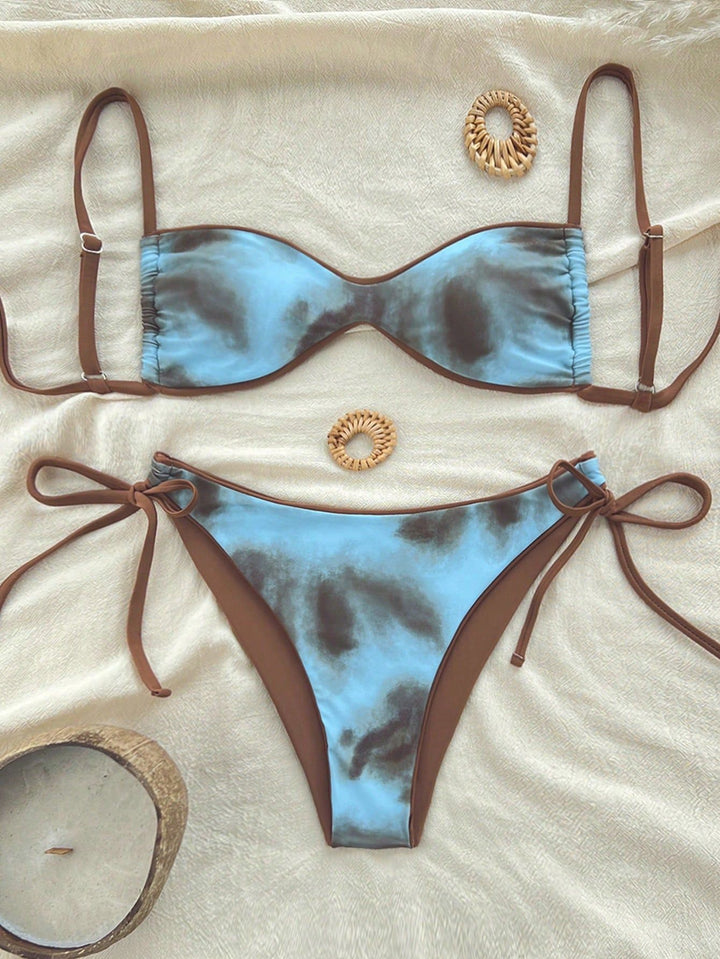 Dame Push-Up Bikini med elegant dyreprint og justerbare stropper Skovae