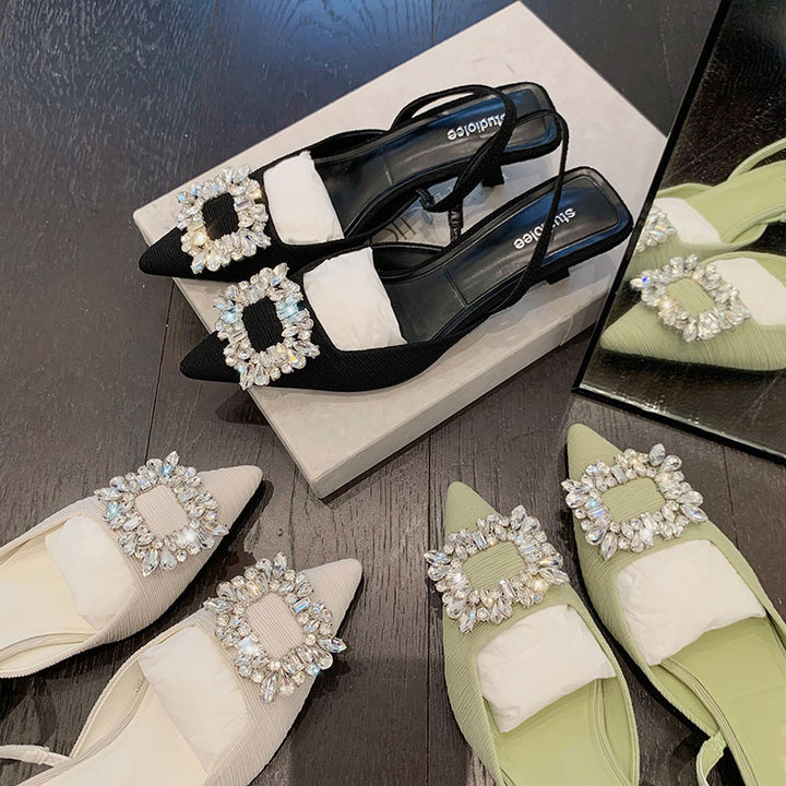 Dame elegante Slingback-hæle med krystaludsmykning Stilla