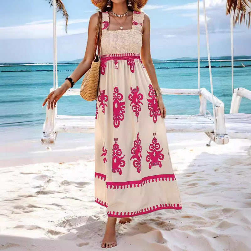 Dame High-Low Maxi Kjole med rynket top Stilla