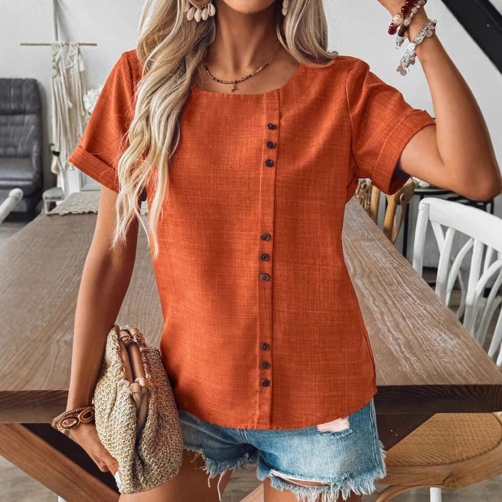 Dame Crop-top med knapdetaljer og afslappet snit Stilla