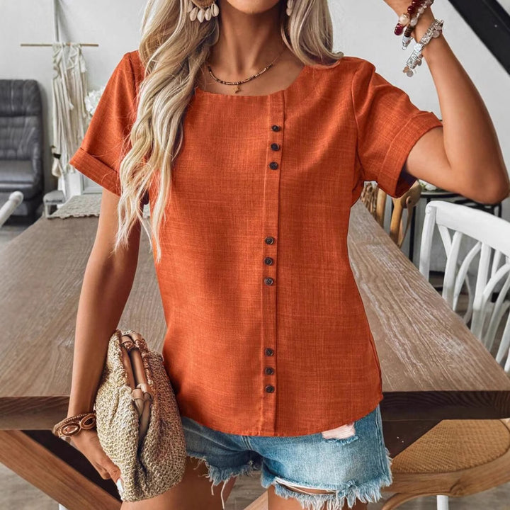 Dame Crop-top med knapdetaljer og afslappet snit Stilla