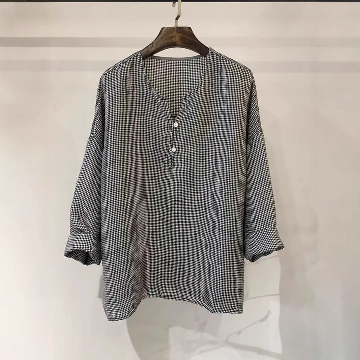 Dame Let stribet Linnedbluse Stilla