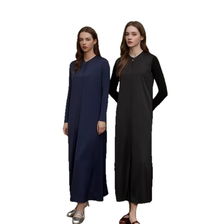 Dame elegante lange ærmer maxi kjole med flatterende snit og tidløs design