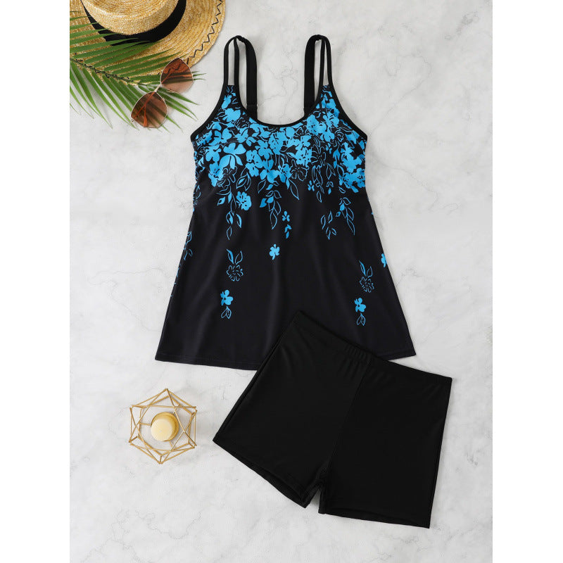 Dame Tankini-sæt med blomstret overdel og komfortable shorts Stilla